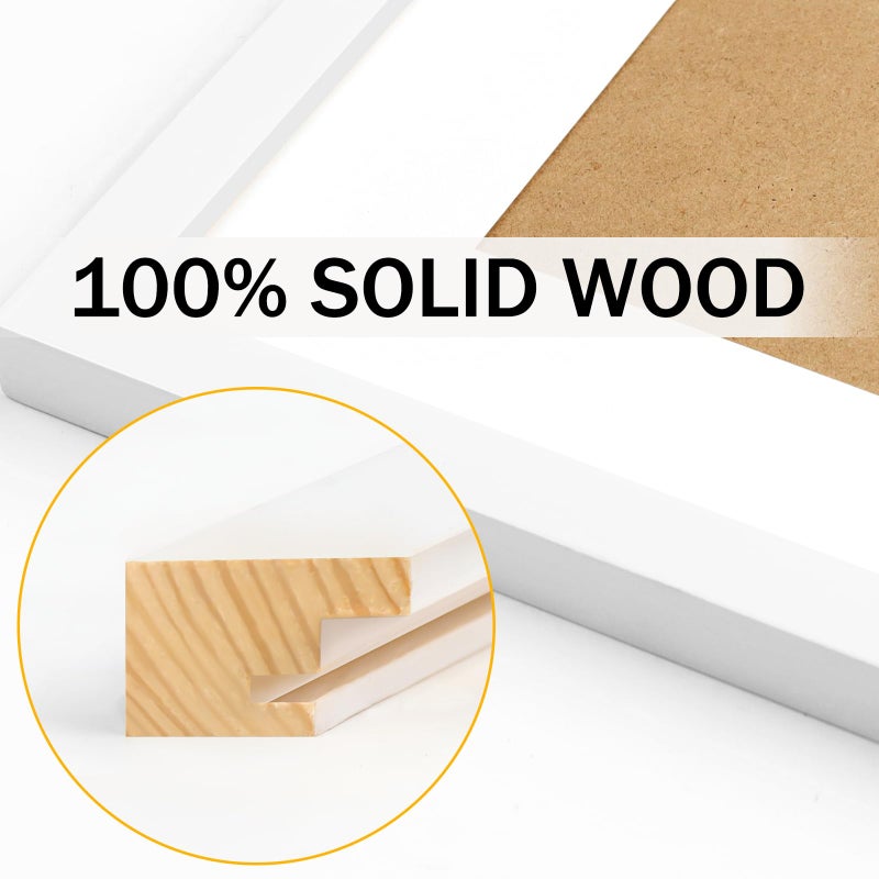 WUTL 10x10 White Picture Frames Square Classic Natural Wood 4 Pack for Wall Mounting and Tabletop Display - Image 2